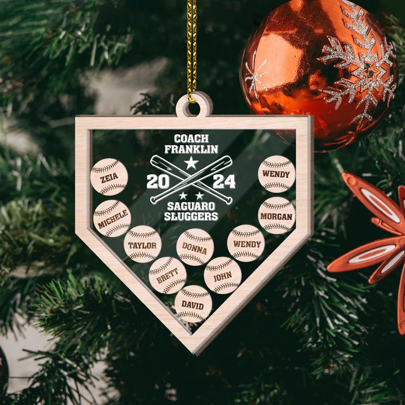 Personalized Baseball 4D Shake Christmas Ornament, Custom Member Name Baseball Sports Christmas Ornament ON0243