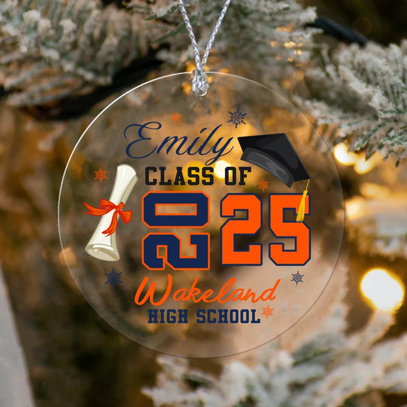 Personalized Class of 2025 High School Graduation Ornament, Custom Graduation Christmas Ornament With Name ON0414