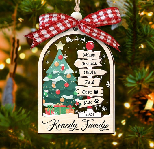 Personalized Family Tree Christmas Ornament 2024, Custom Family Ornament With Name ON0050