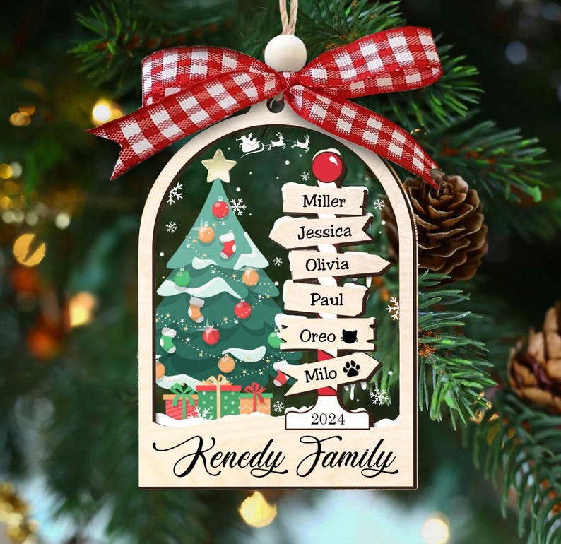 Personalized Family Tree Christmas Ornament 2024, Custom Family Ornament With Name ON0050