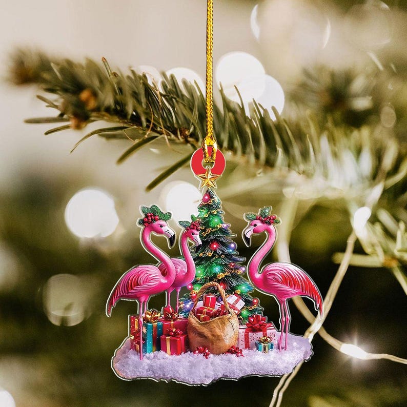 Flamingo Christmas Tree Ornament, Flamingo Lovers Light Christmas Ornament ON1218