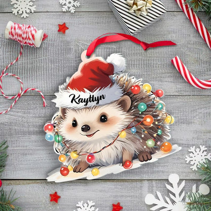 Custom Name Hedgehog Christmas Ornament, Personalized Cute Hedgehog Ornament For Hedgehog Lover ON0302