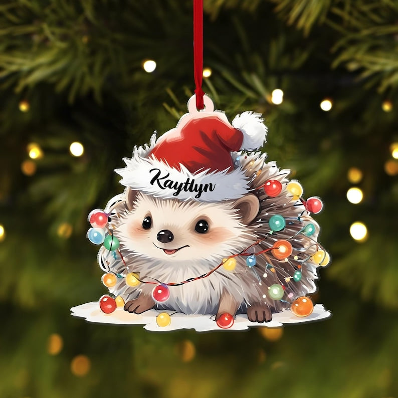 Custom Name Hedgehog Christmas Ornament, Personalized Cute Hedgehog Ornament For Hedgehog Lover ON0302