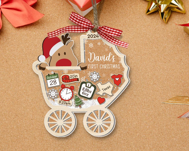 Personalized Baby's First Christmas Ornament 2024, Custom New Baby 4D Shake Ornament ON0069