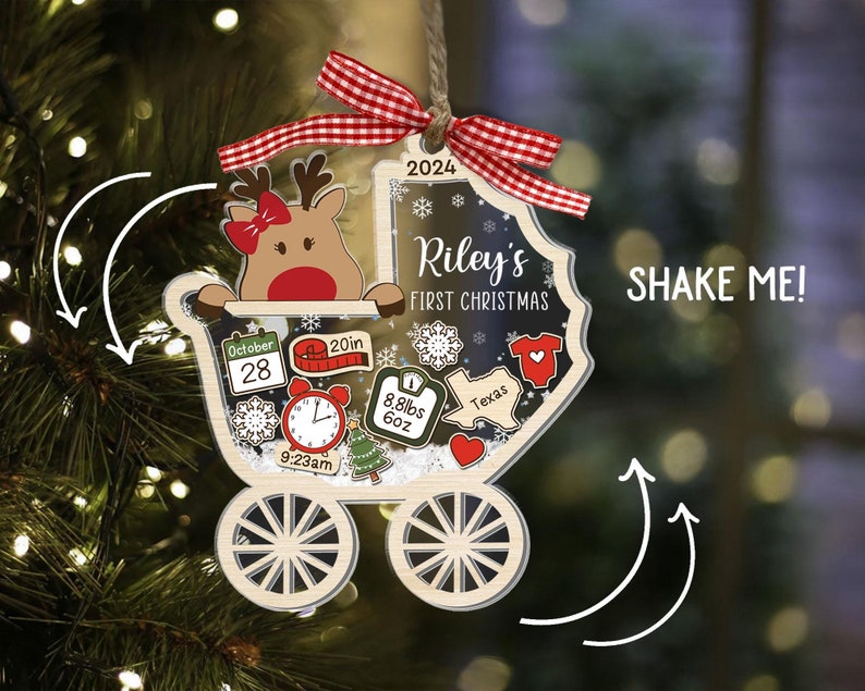 Personalized Baby's First Christmas Ornament 2024, Custom New Baby 4D Shake Ornament ON0069