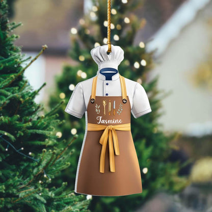 Personalized Chef Uniform Christmas Ornament, Custom Name Cooking Baker Chef Ornament ON0413