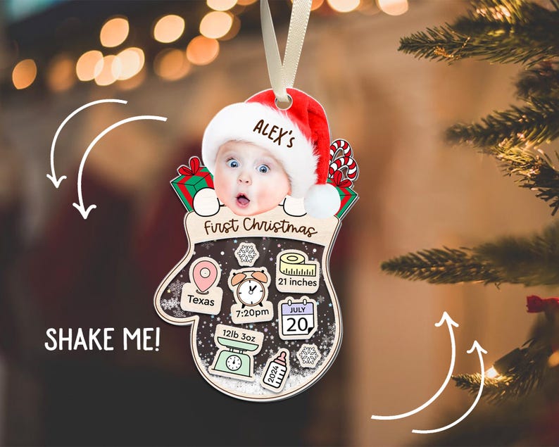 Personalized Baby First Christmas Ornament 2024, Custom Baby Photo Ornament, Baby's 1st Christmas Ornaments 2024 ON0110