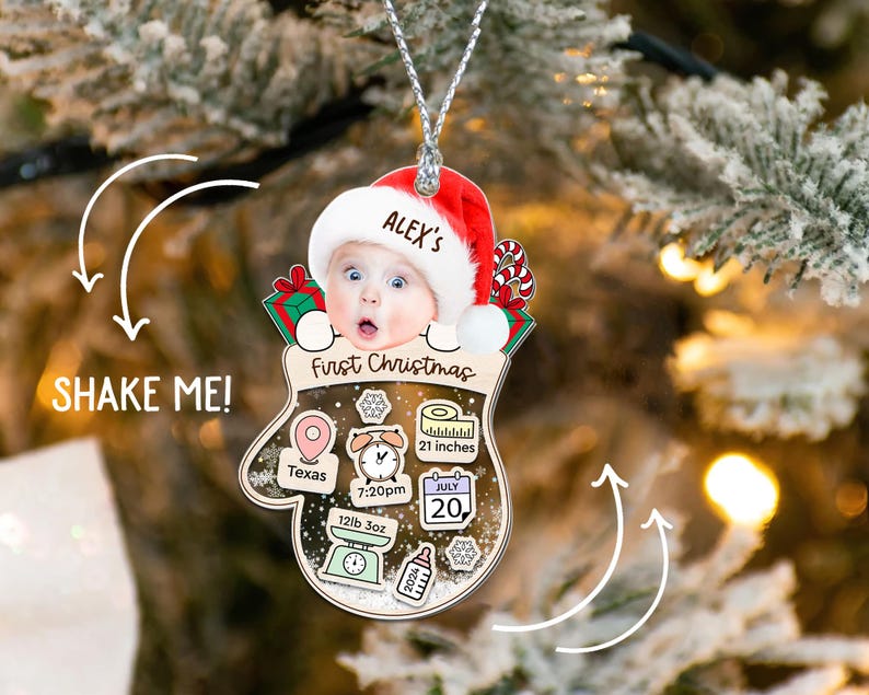 Personalized Baby First Christmas Ornament 2024, Custom Baby Photo Ornament, Baby's 1st Christmas Ornaments 2024 ON0110