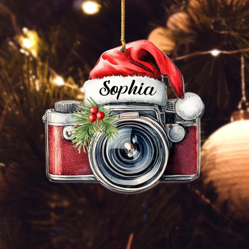 Personalized Photographer Ornament Christmas 2024, Custom Camera Lover Acrylic Ornament With Name ON0147