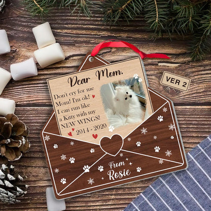 Custom Photo A Letter From Heaven Pet Memorial Ornament, Personalized Pet Memorial Ornament With Photo Name ON0038