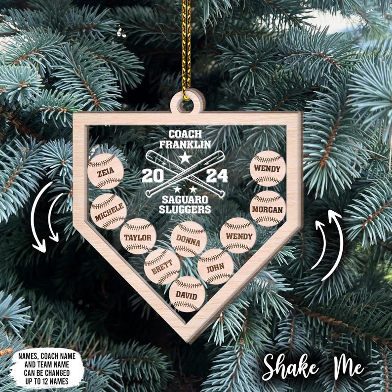 Personalized Baseball 4D Shake Christmas Ornament, Custom Member Name Baseball Sports Christmas Ornament ON0243