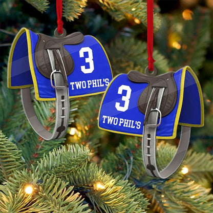 Personalized Horse Racing Saddle Ornament, Custom Name Number Cowboy Cowgirl Horseback Riding Ornament ON0815