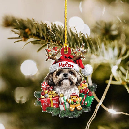 Personalized Shih Tzu Christmas Ornament, Custom Name Shih Tzu Ornament ON1215