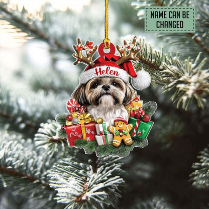 Personalized Shih Tzu Christmas Ornament, Custom Name Shih Tzu Ornament ON1215