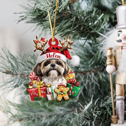 Personalized Shih Tzu Christmas Ornament, Custom Name Shih Tzu Ornament ON1215