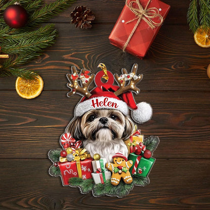 Personalized Shih Tzu Christmas Ornament, Custom Name Shih Tzu Ornament ON1215