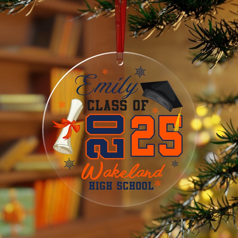 Personalized Class of 2025 High School Graduation Ornament, Custom Graduation Christmas Ornament With Name ON0414