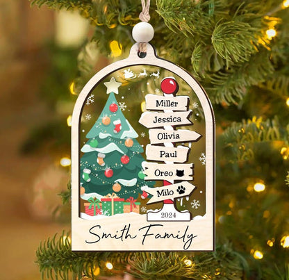 Personalized Family Tree Christmas Ornament 2024, Custom Family Ornament With Name ON0050