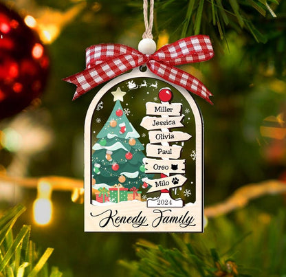 Personalized Family Tree Christmas Ornament 2024, Custom Family Ornament With Name ON0050