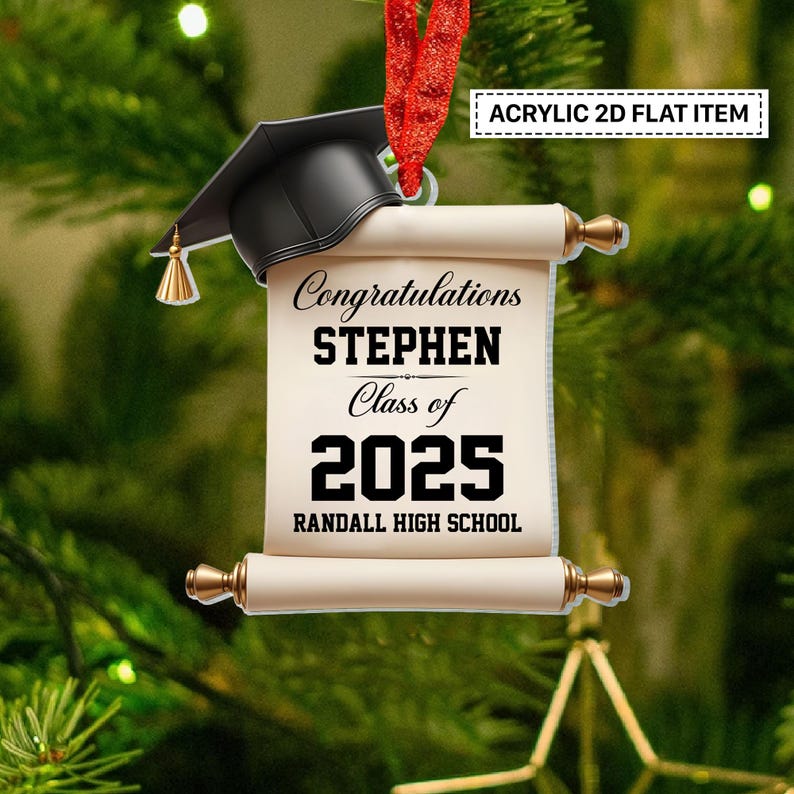 Personalized Congratulations Class Of 2025 Ornament, Custom 2025 College Graduation Gown Ornament With Name ON1211