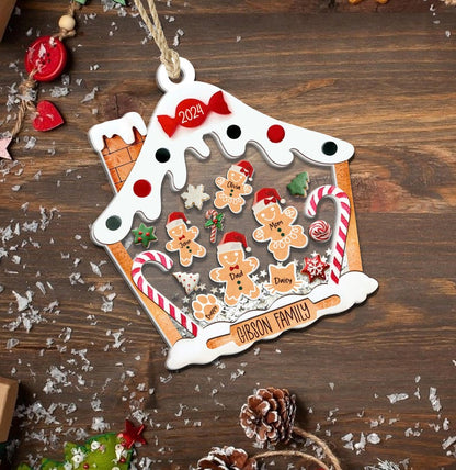 Personalized Gingerbread House Family Ornament With Pets, Custom Family Christmas Ornament 2024 With Name ON0053