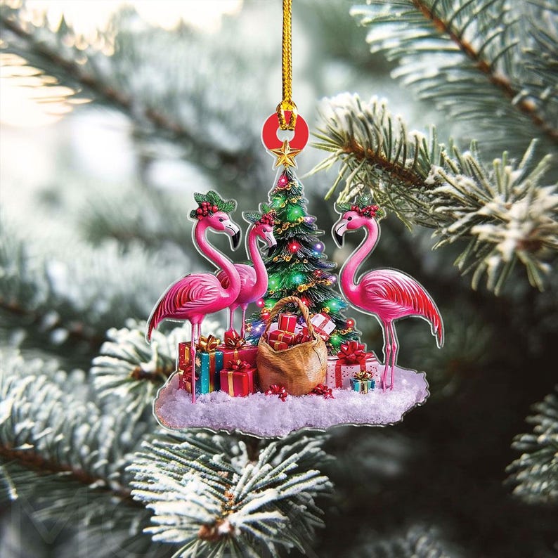 Flamingo Christmas Tree Ornament, Flamingo Lovers Light Christmas Ornament ON1218