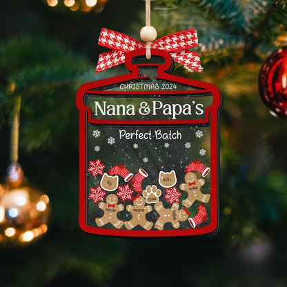 Personalized Gingerbread Cookie Family Shaker Christmas Ornament 2024, Custom Grandma Cookie Family With Pet Ornament ON0354