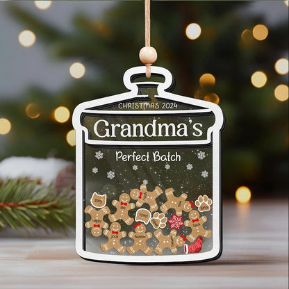 Personalized Gingerbread Cookie Family Shaker Christmas Ornament 2024, Custom Grandma Cookie Family With Pet Ornament ON0354