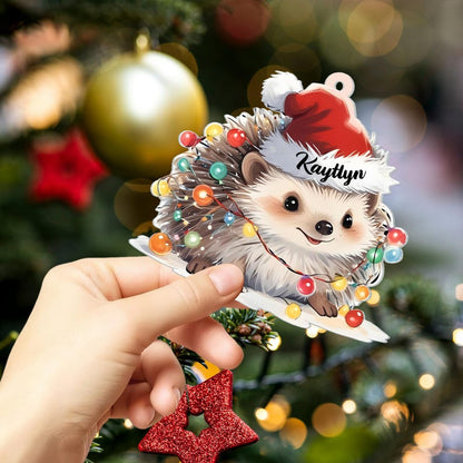 Custom Name Hedgehog Christmas Ornament, Personalized Cute Hedgehog Ornament For Hedgehog Lover ON0302