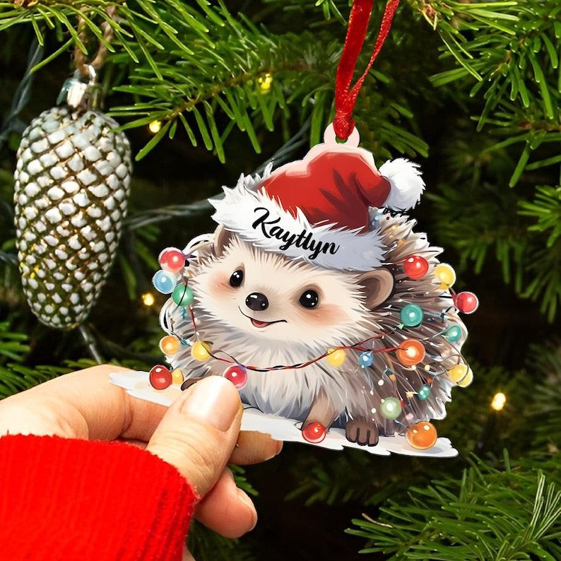 Custom Name Hedgehog Christmas Ornament, Personalized Cute Hedgehog Ornament For Hedgehog Lover ON0302