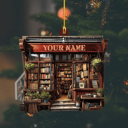 Personalized Books Store Christmas Ornament 2024, Custom Name Bookish Bookworm Book Club Book Lover Ornament ON0365