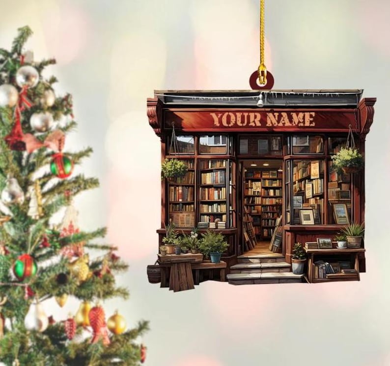 Personalized Books Store Christmas Ornament 2024, Custom Name Bookish Bookworm Book Club Book Lover Ornament ON0365