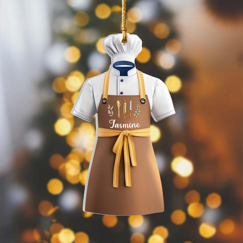 Personalized Chef Uniform Christmas Ornament, Custom Name Cooking Baker Chef Ornament ON0413