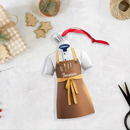 Personalized Chef Uniform Christmas Ornament, Custom Name Cooking Baker Chef Ornament ON0413