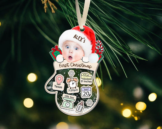 Personalized Baby First Christmas Ornament 2024, Custom Baby Photo Ornament, Baby's 1st Christmas Ornaments 2024 ON0110