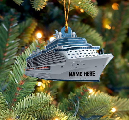 Personalized Cruise Ship Motor Boat Christmas Ornament, Custom Cruise Ship Cruise Vacation Ornament With Name ON0755