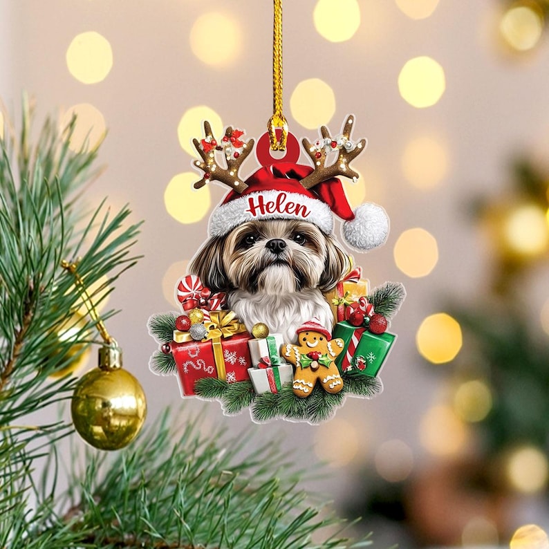 Personalized Shih Tzu Christmas Ornament, Custom Name Shih Tzu Ornament ON1215