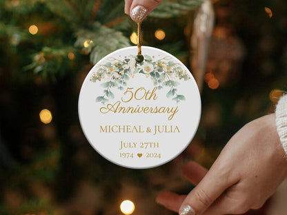 Personalized The Roots Of A Family Tree Begin With The Love Of Two Hearts 50th Anniversary Ornament 2024, Custom Anniversary Christmas Ornament With Name Date ON0112