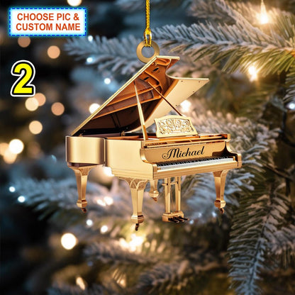 Custom Name Piano Christmas Ornament, Personalized Music Lover Christmas Ornament ON0552