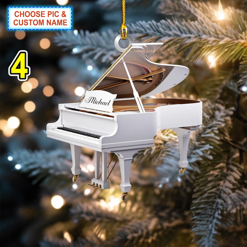 Custom Name Piano Christmas Ornament, Personalized Music Lover Christmas Ornament ON0552