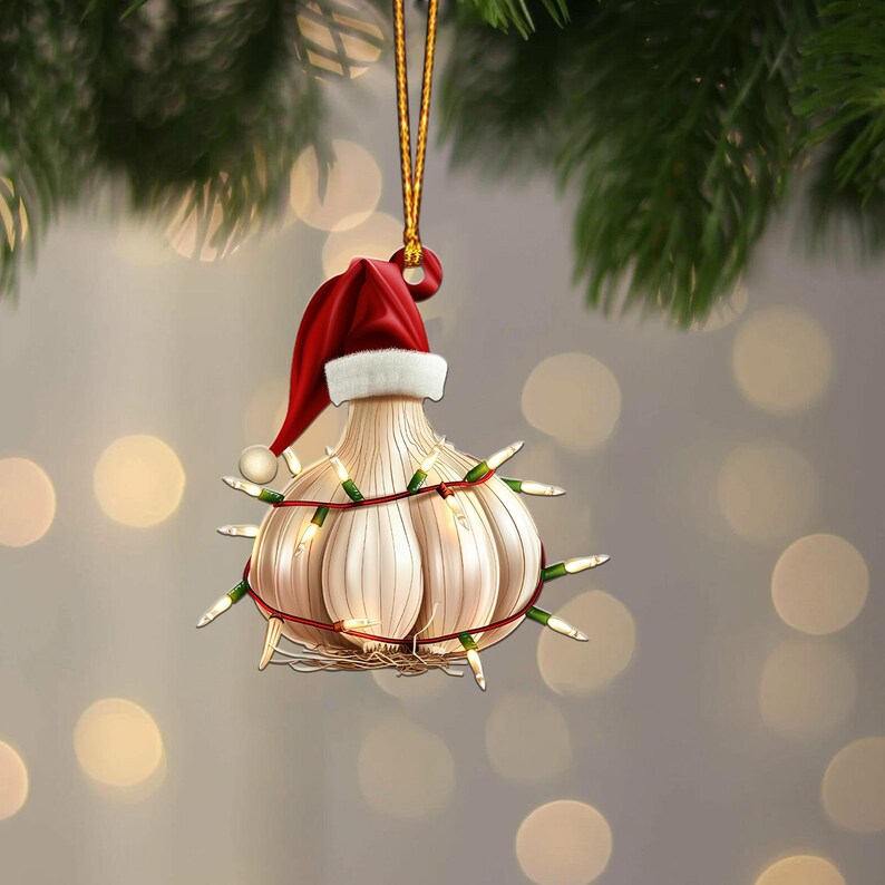 Garlic Christmas Light Ornament, Garlic Lovers Xmas Ornament ON1233