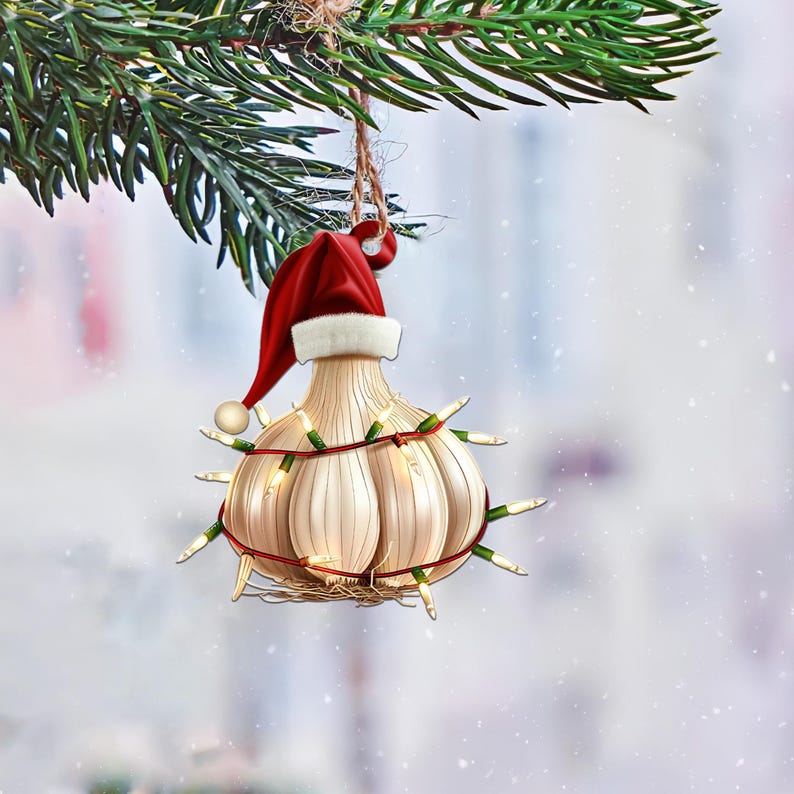 Garlic Christmas Light Ornament, Garlic Lovers Xmas Ornament ON1233