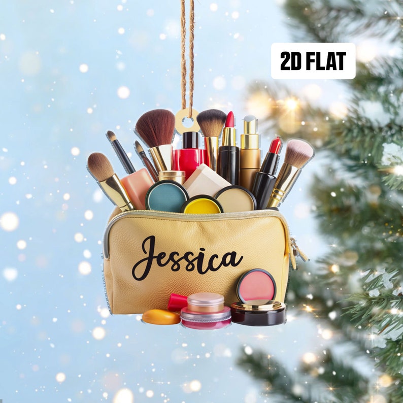 Personalized Makeup Tools Bag Christmas Ornament, Custom Name Makeup Artist Ornament ON0822