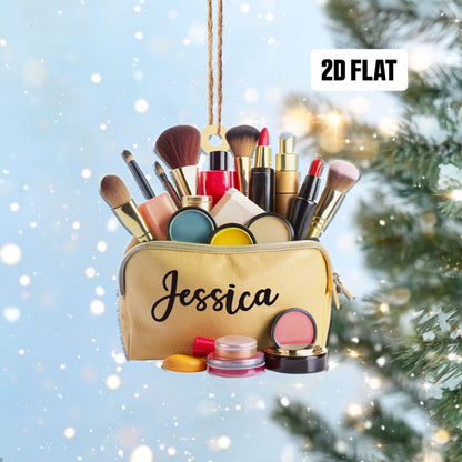 Personalized Makeup Tools Bag Christmas Ornament, Custom Name Makeup Artist Ornament ON0822