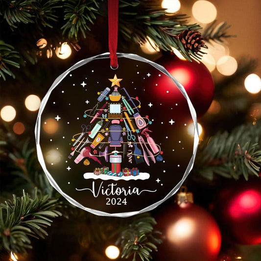 Personalized Hairdresser Hairstylist Christmas Glass Ornament, Custom Barber Ornament With Name ON0769