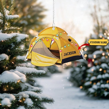 Personalized Camping Tent Light Christmas Ornament 2024, Custom Name Camper Camping Lover Ornament ON0761