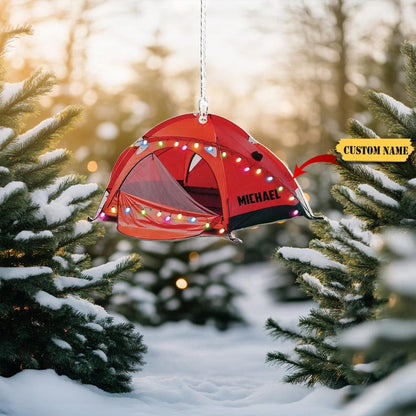 Personalized Camping Tent Light Christmas Ornament 2024, Custom Name Camper Camping Lover Ornament ON0761