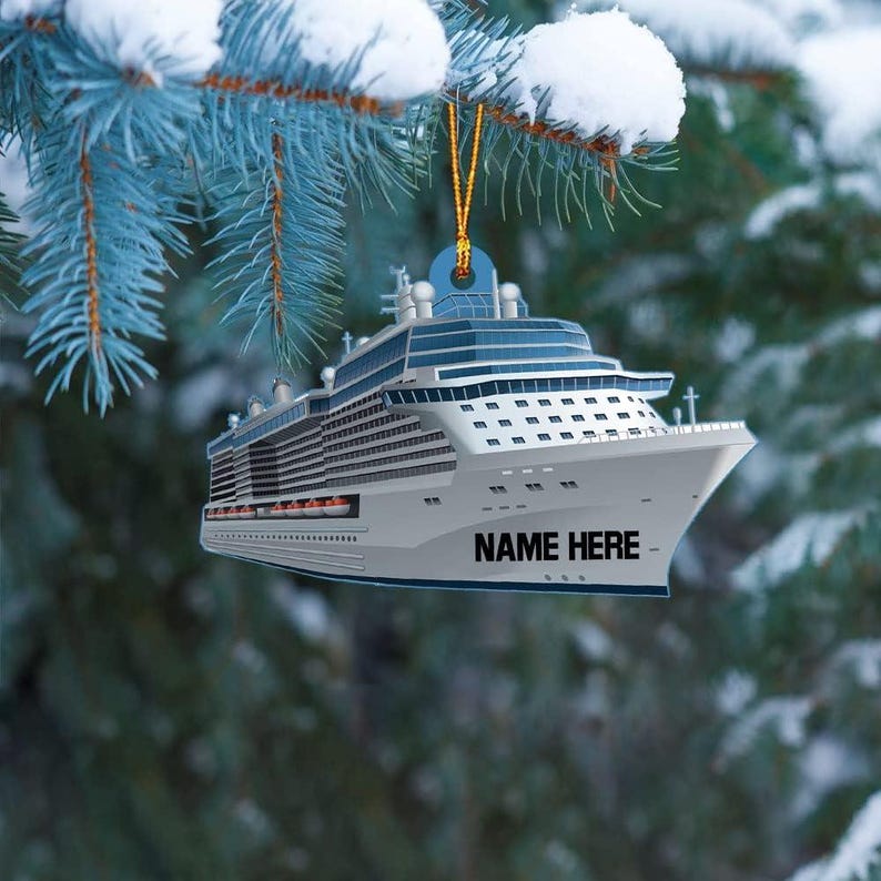 Personalized Cruise Ship Motor Boat Christmas Ornament, Custom Cruise Ship Cruise Vacation Ornament With Name ON0755