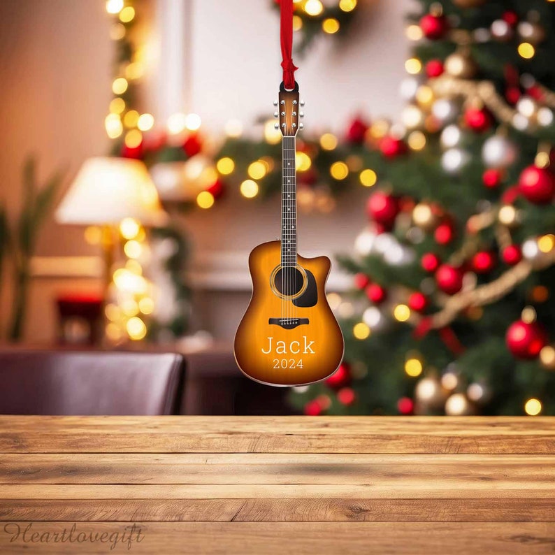 Personalized Acoustic Guitar Ornament 2024, Custom Name Guitar Player Guitar Lover Ornament ON1212