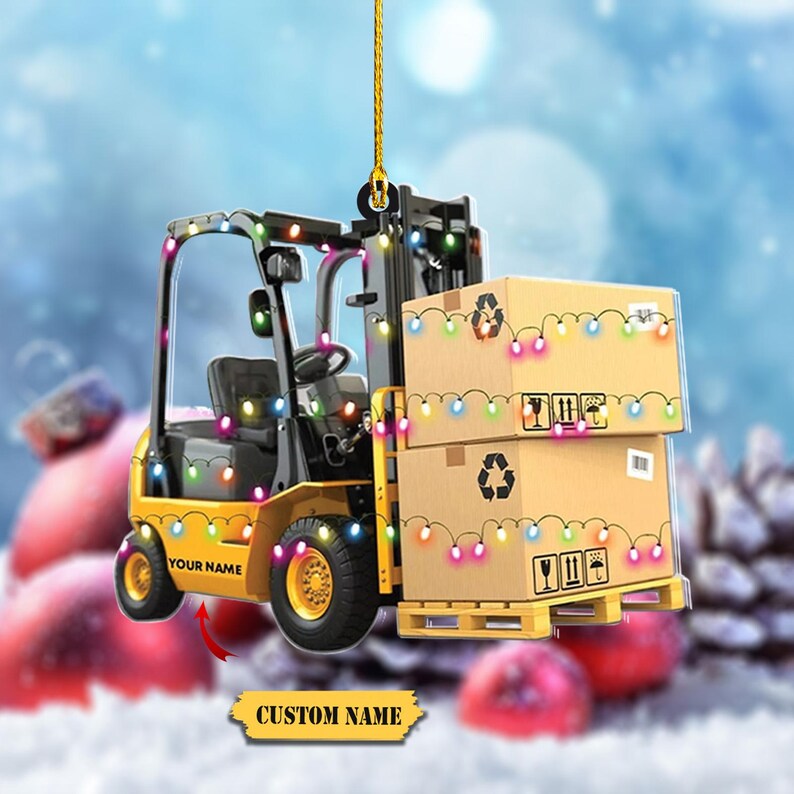 Personalized Forklift Truck Light Christmas Ornament, Custom Name Forklift Truck Xmas Ornament ON1197